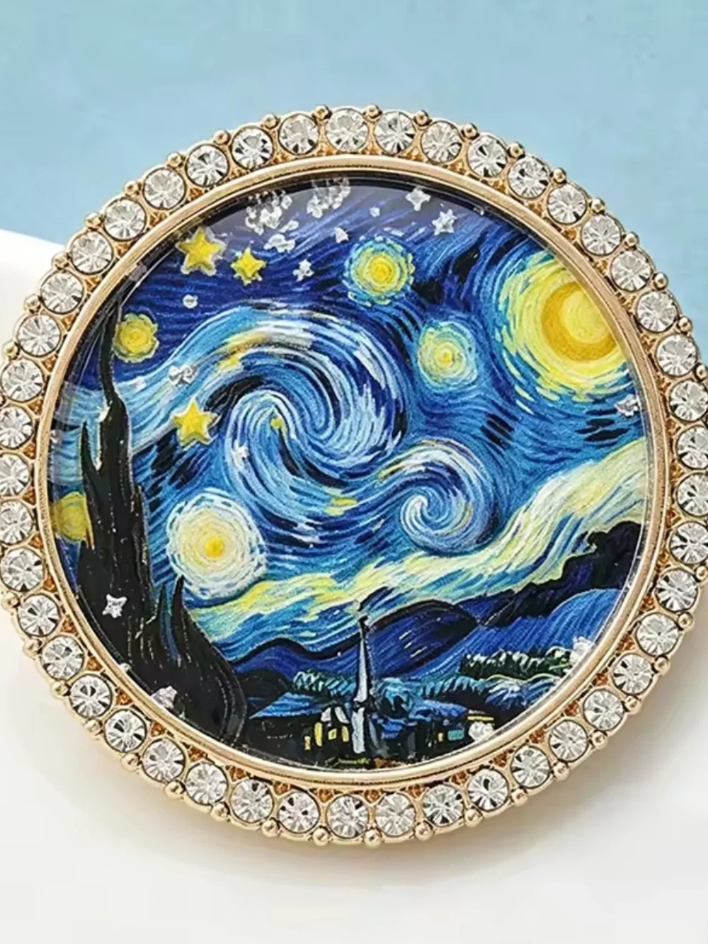 Starry Night Crystal Brooch – Vintage Art